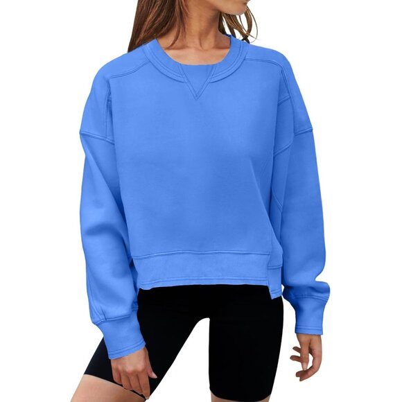 Women's Oversized Cropped Sweatshirt Viscose Polyester Casual Fall Wear